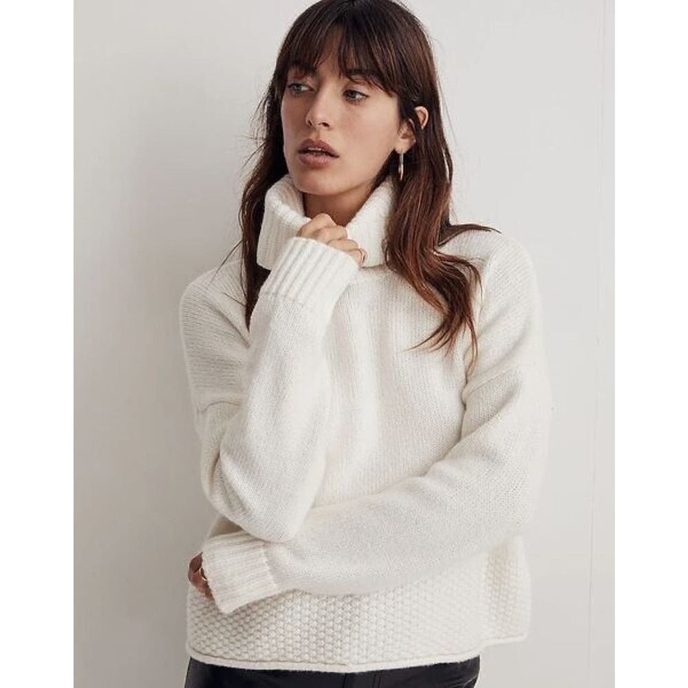 Madewell Size XL Sadler Turtleneck Sweater White Boxy Pullover #NH988 - Picture 11 of 11